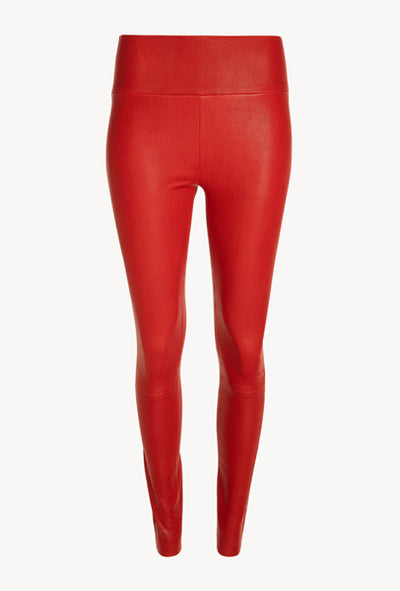 Red Leather Ankle Leggings