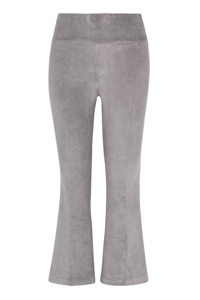 Grey Corduroy Crop Flare Pants