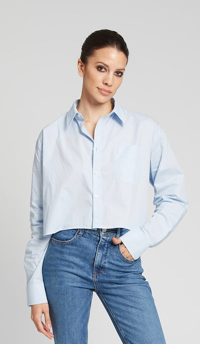 Baby Blue Cropped Button Down