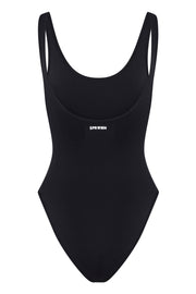 Black Tiny Logo One Piece Swimsuit
