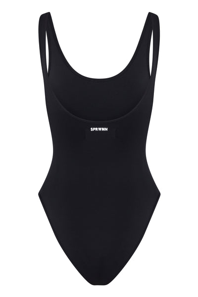 Black Tiny Logo One Piece Swimsuit