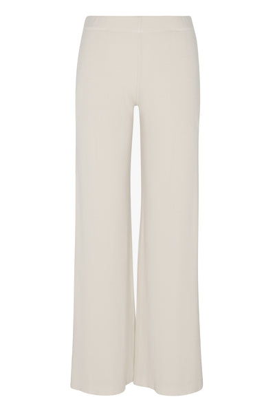 Off White Rib Wide Leg Pants