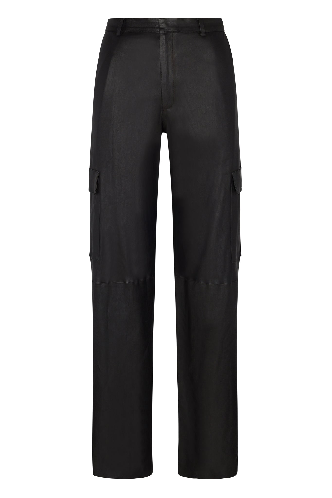 Black Leather Baggy Cargo Trousers