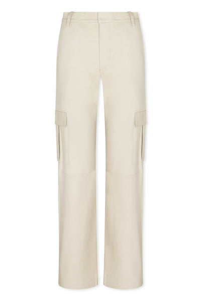 Off White Leather Baggy Cargo Trousers
