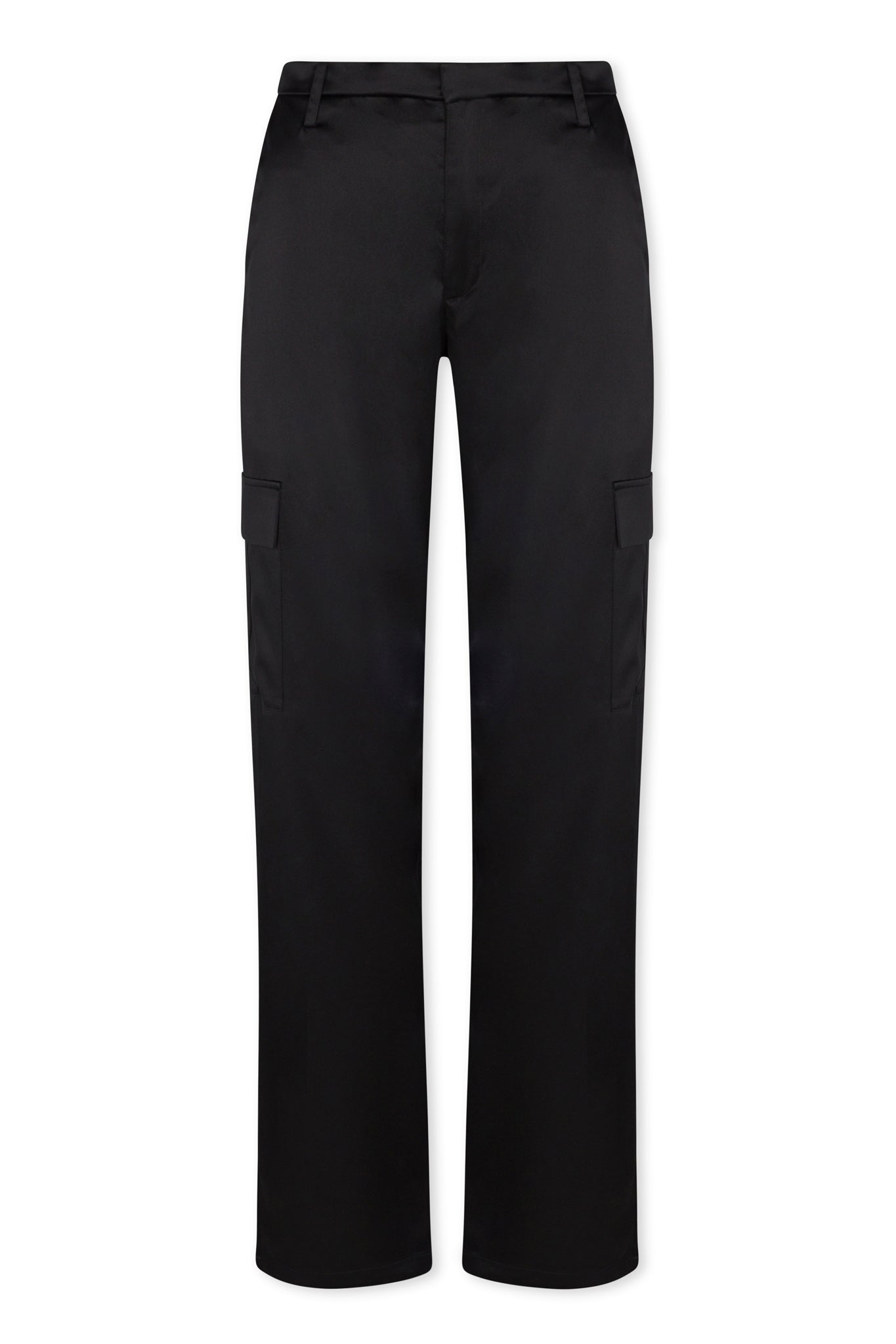 Black Silk Baggy Cargo Pants