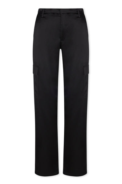 Black Silk Baggy Cargo Pants