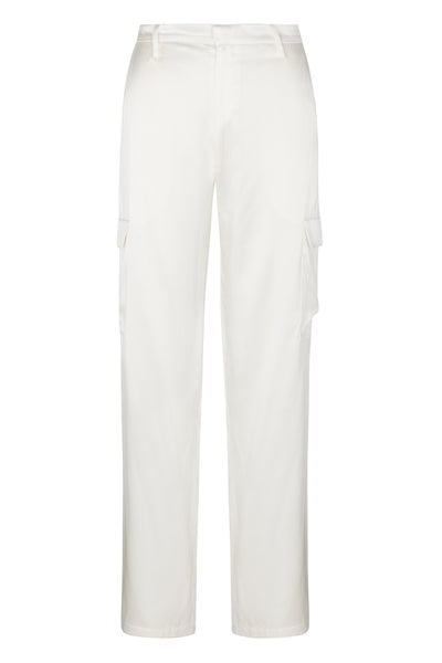 White Silk Baggy Cargo Pants