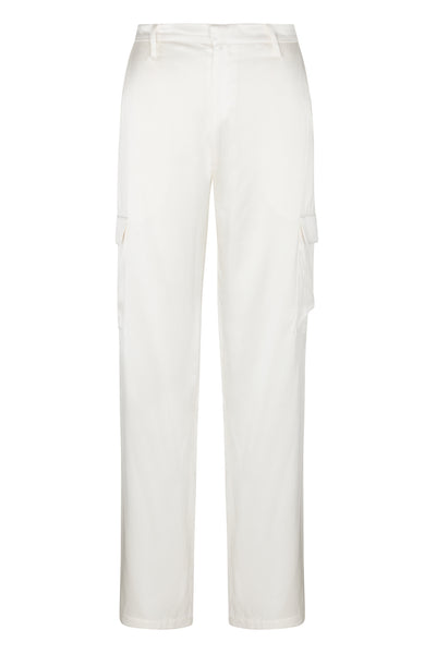 White Silk Baggy Cargo Pants