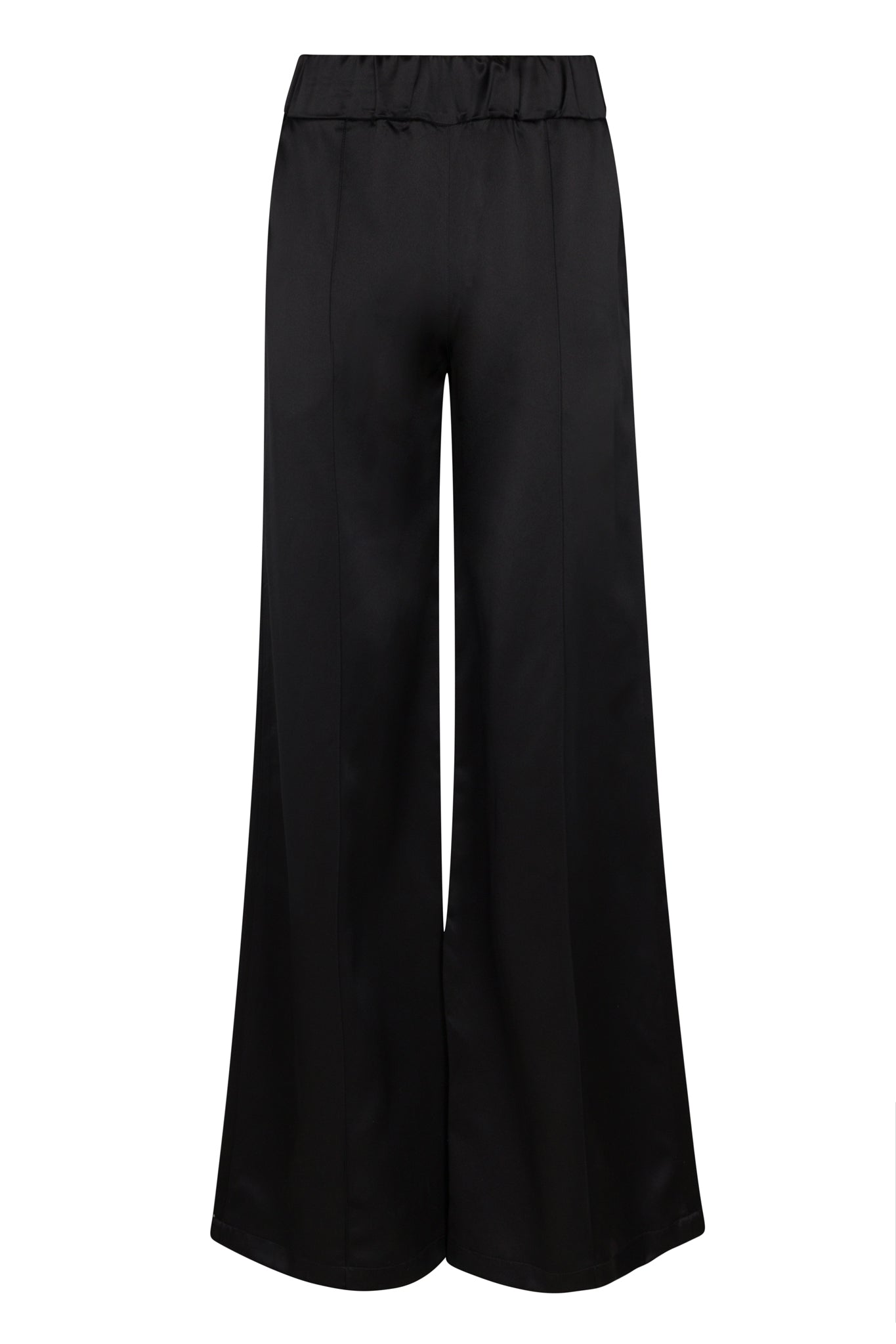 SPRWMN Wide Leg Pintuck Pants Black - Silk Trousers