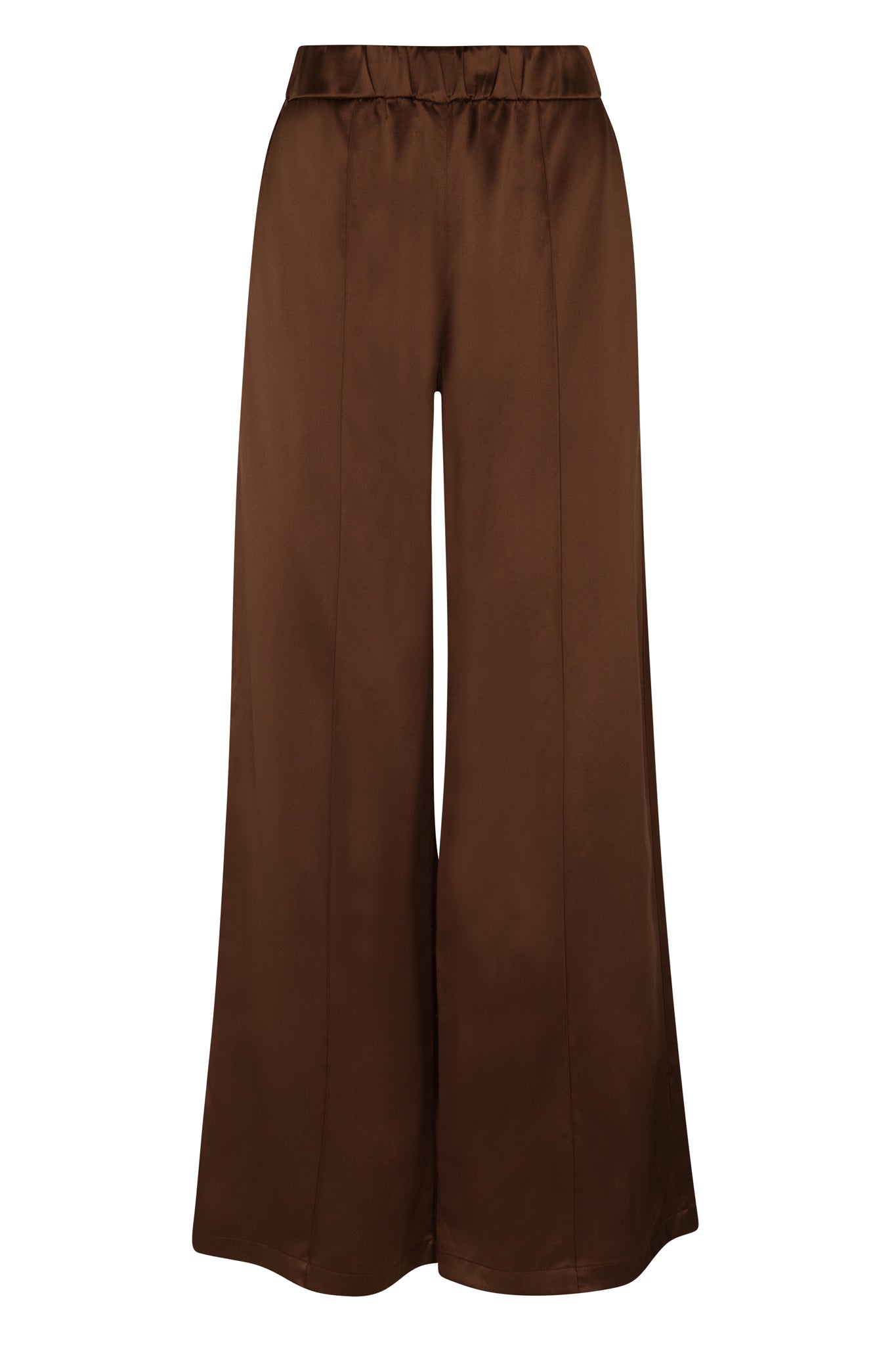 Dark Chocolate Silk Wide Leg Pintuck Pants