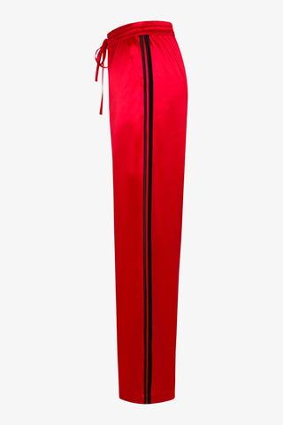 Red silk athletic baggy pant
