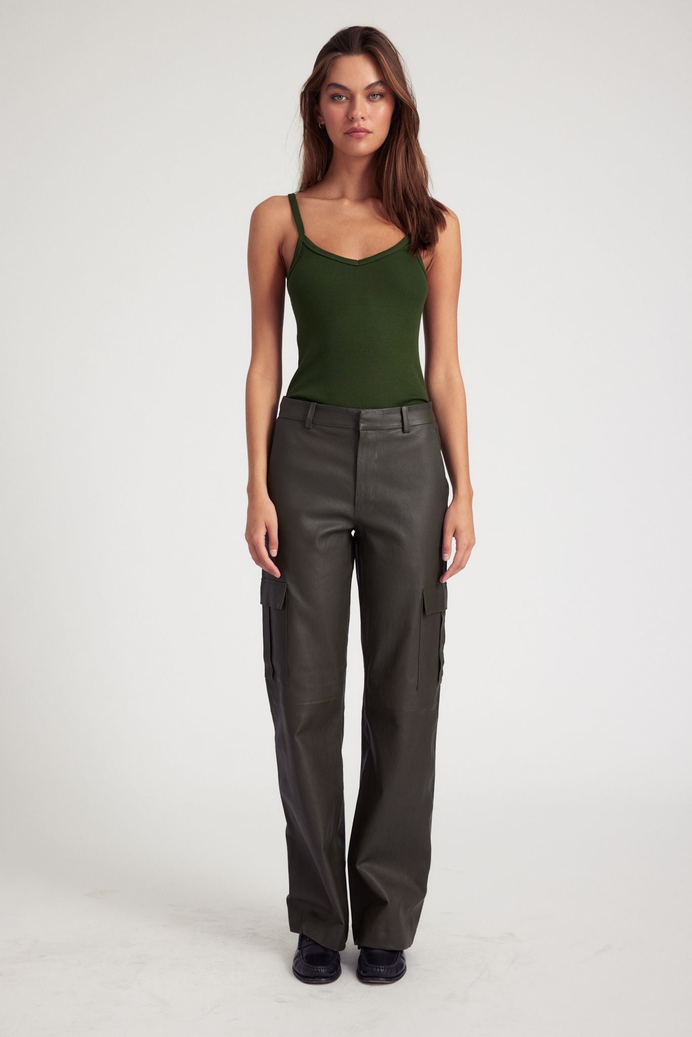 Cactus Leather Baggy Cargo Trousers