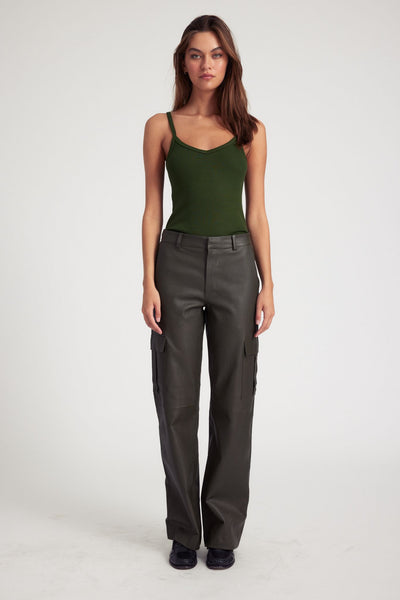 Cactus Leather Baggy Cargo Trousers