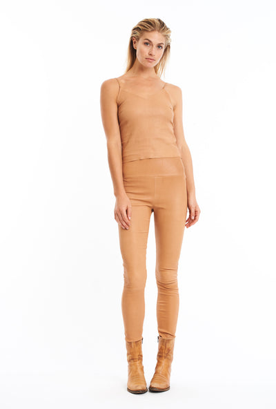 Camel Leather Camisole Tank