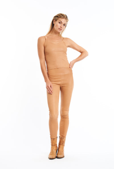 Camel Leather Camisole Tank