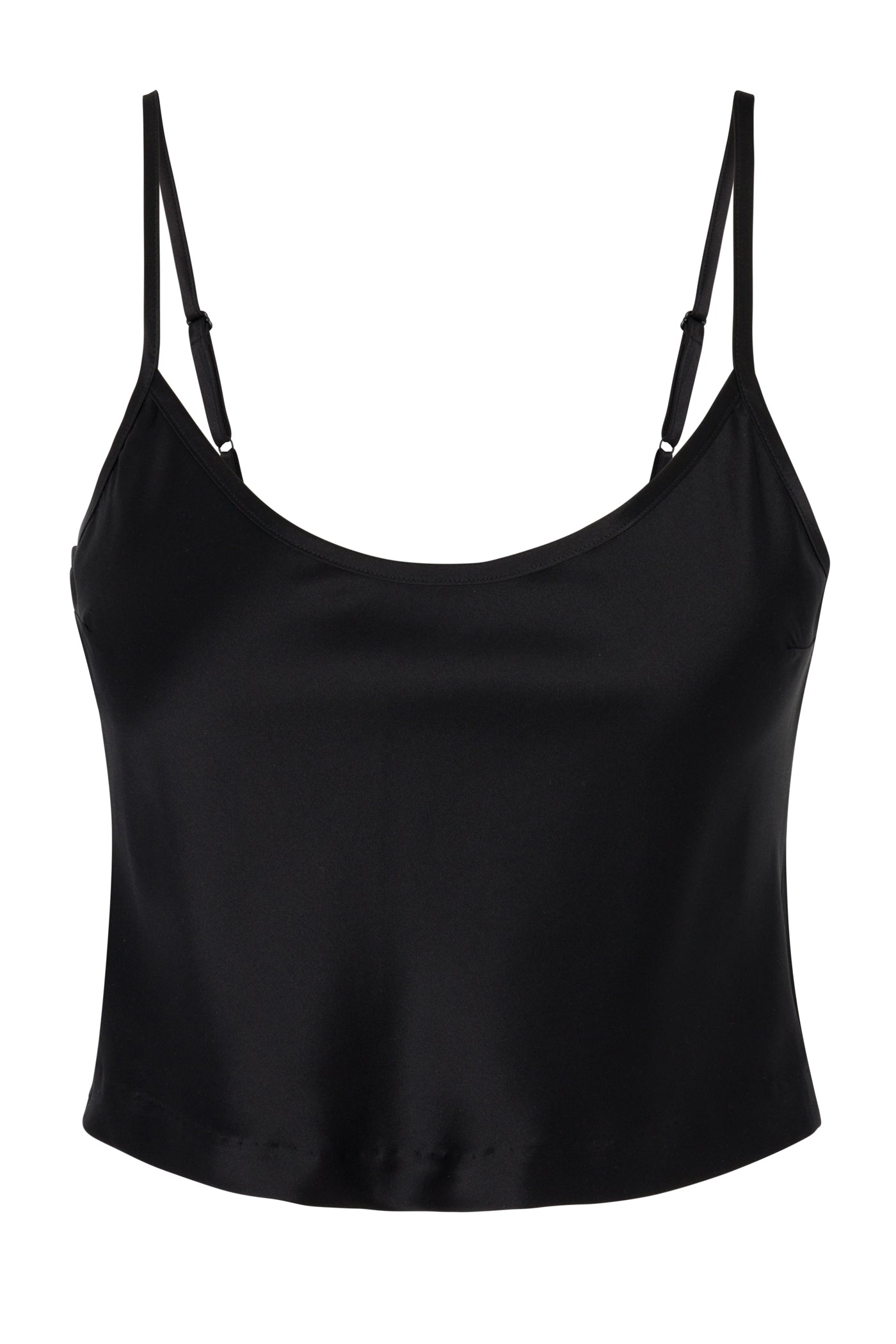 SPRWMN Black Silk Cropped Cami Tank - Womens Tank Tops