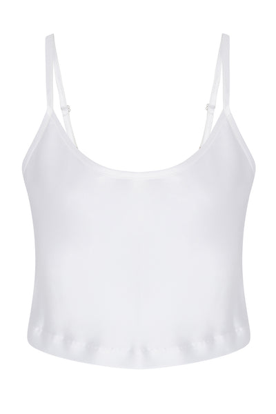 White Silk Cropped Cami