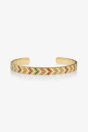 Emeralds Sapphire Chevron Cuff YELLOW GOLD