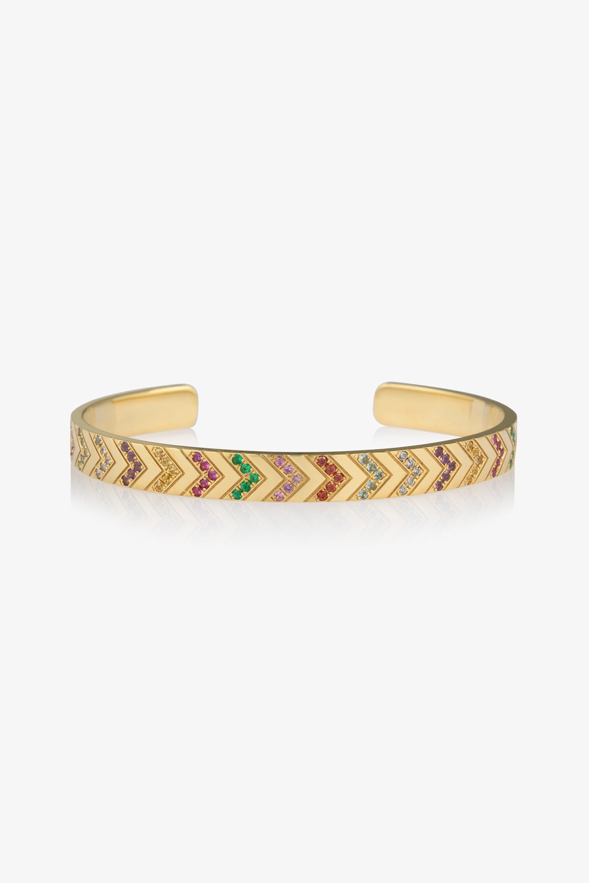Emeralds Sapphire Chevron Cuff YELLOW GOLD