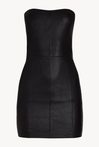 Black Leather Strapless Dress