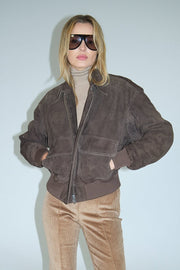 Americano Suede Cropped Aviator Bomber
