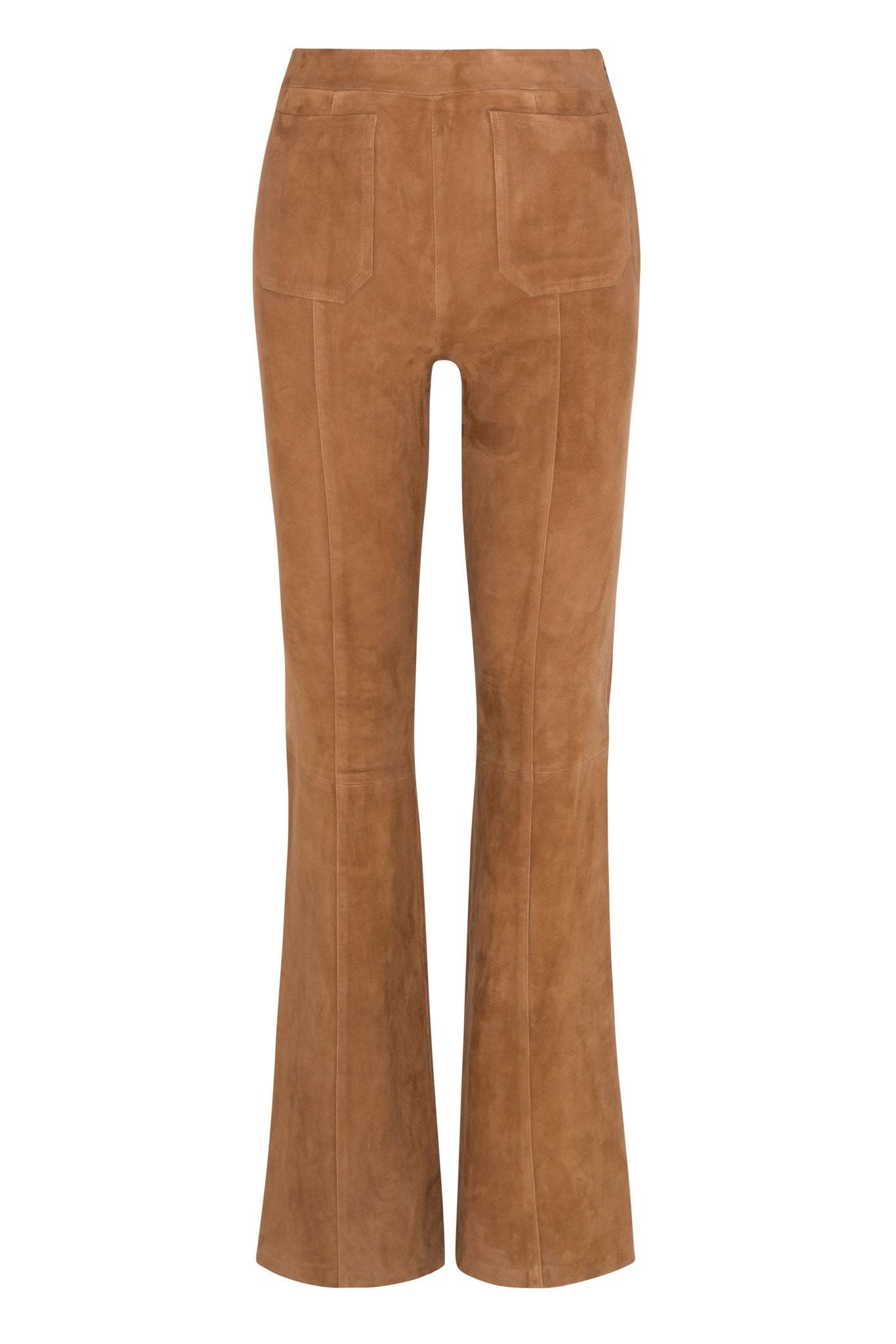 Dark Cognac Patch Pockets Super Flare Pants