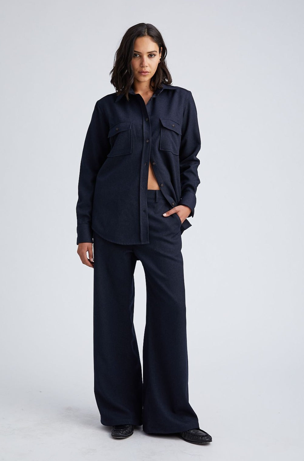 Navy Oversized Button Down