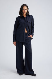Navy Oversized Button Down
