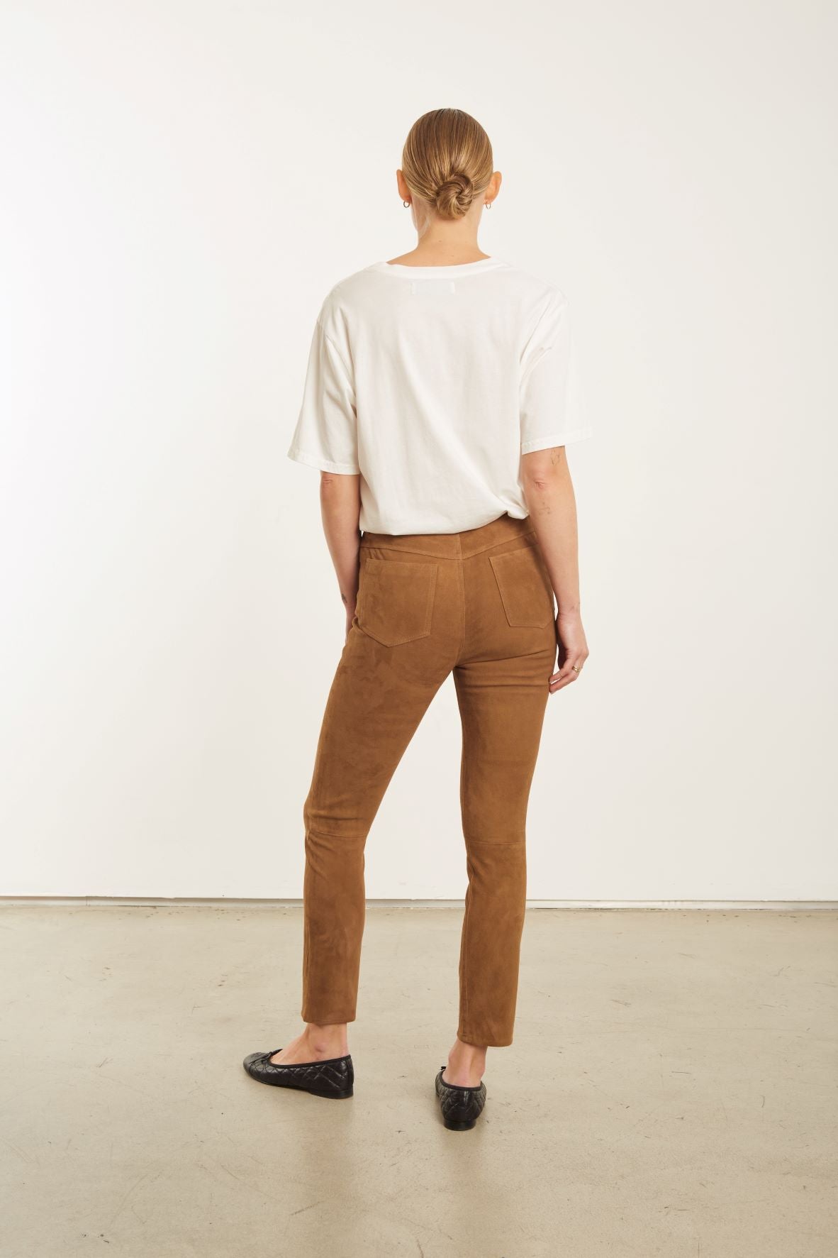 Dark Cognac Suede 5 Pocket Slim Trousers