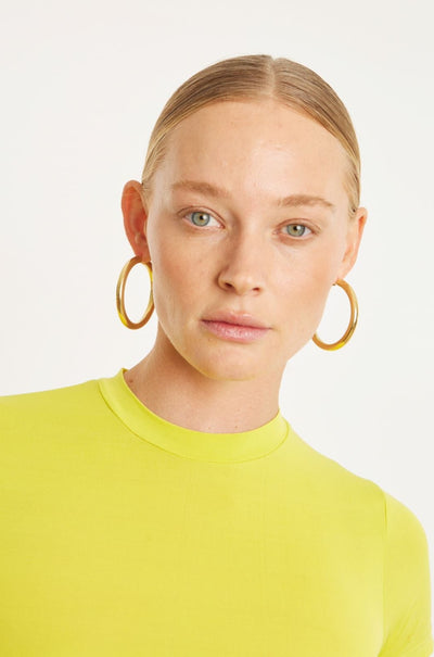 14k Yellow Gold Large Flat Hoops