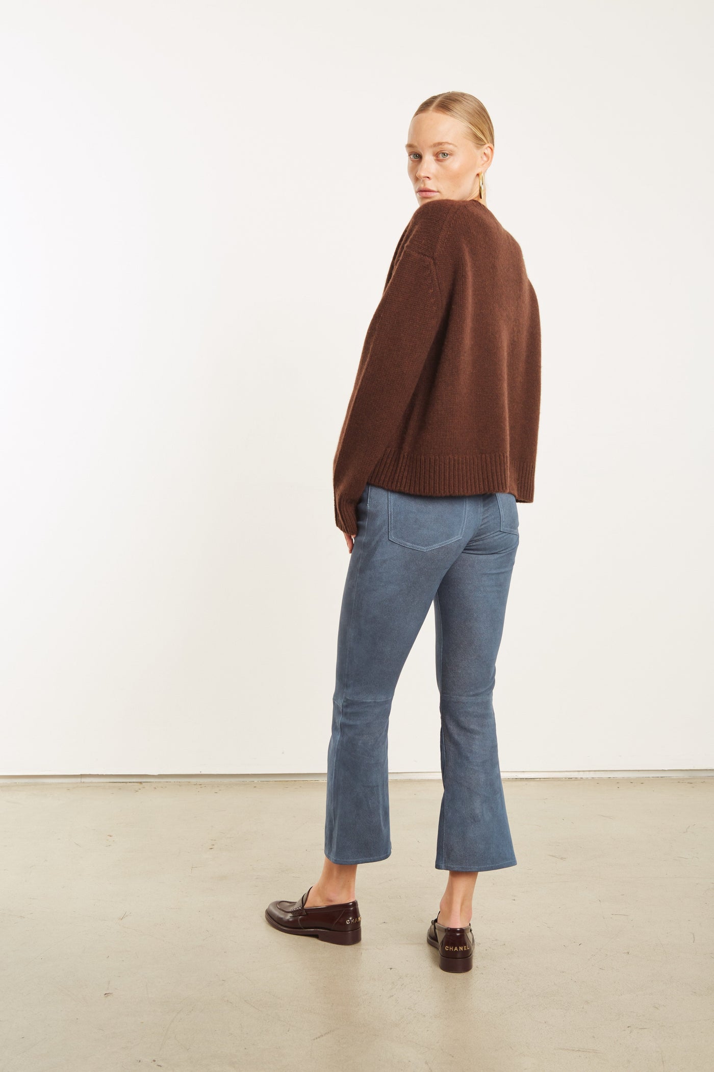 Denim Suede 5 Pocket Cropped Trouser
