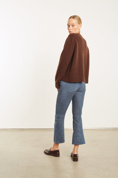Denim Suede 5 Pocket Cropped Trouser