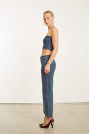 Denim Suede Micro Tube Top
