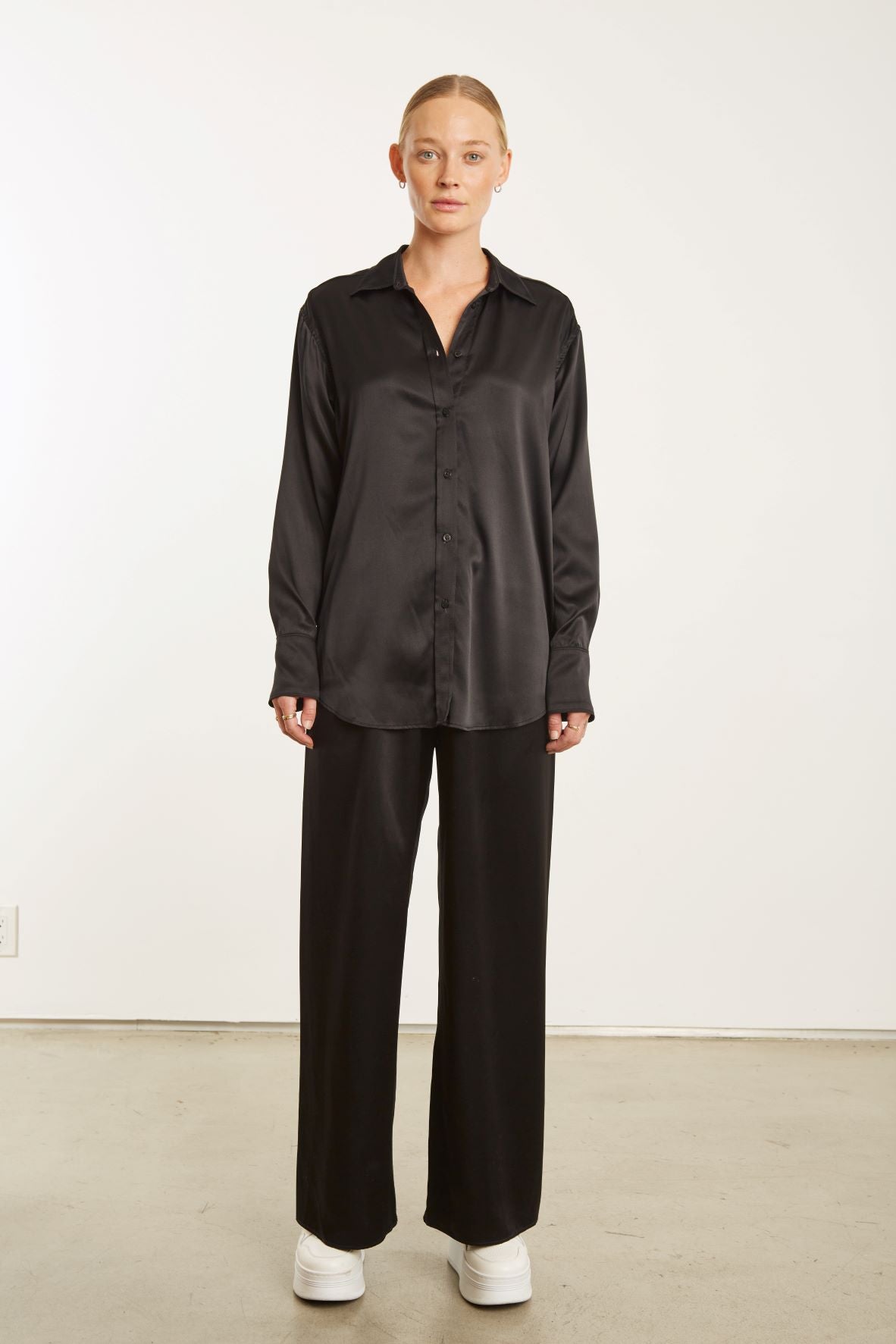 Black Silk Easy Pants