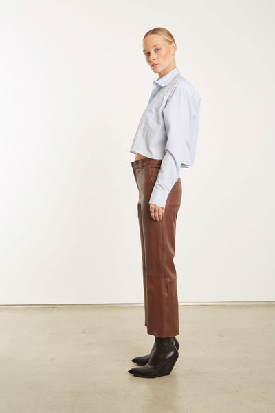 Whiskey Leather Cropped Trousers