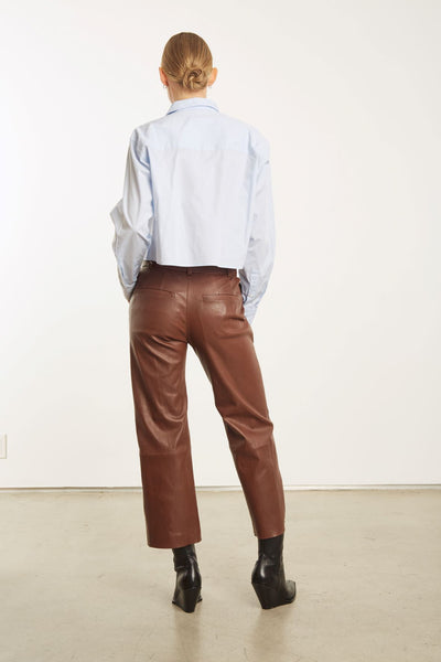Whiskey Leather Cropped Trousers