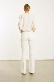 White Corduroy Micro Flare Pants