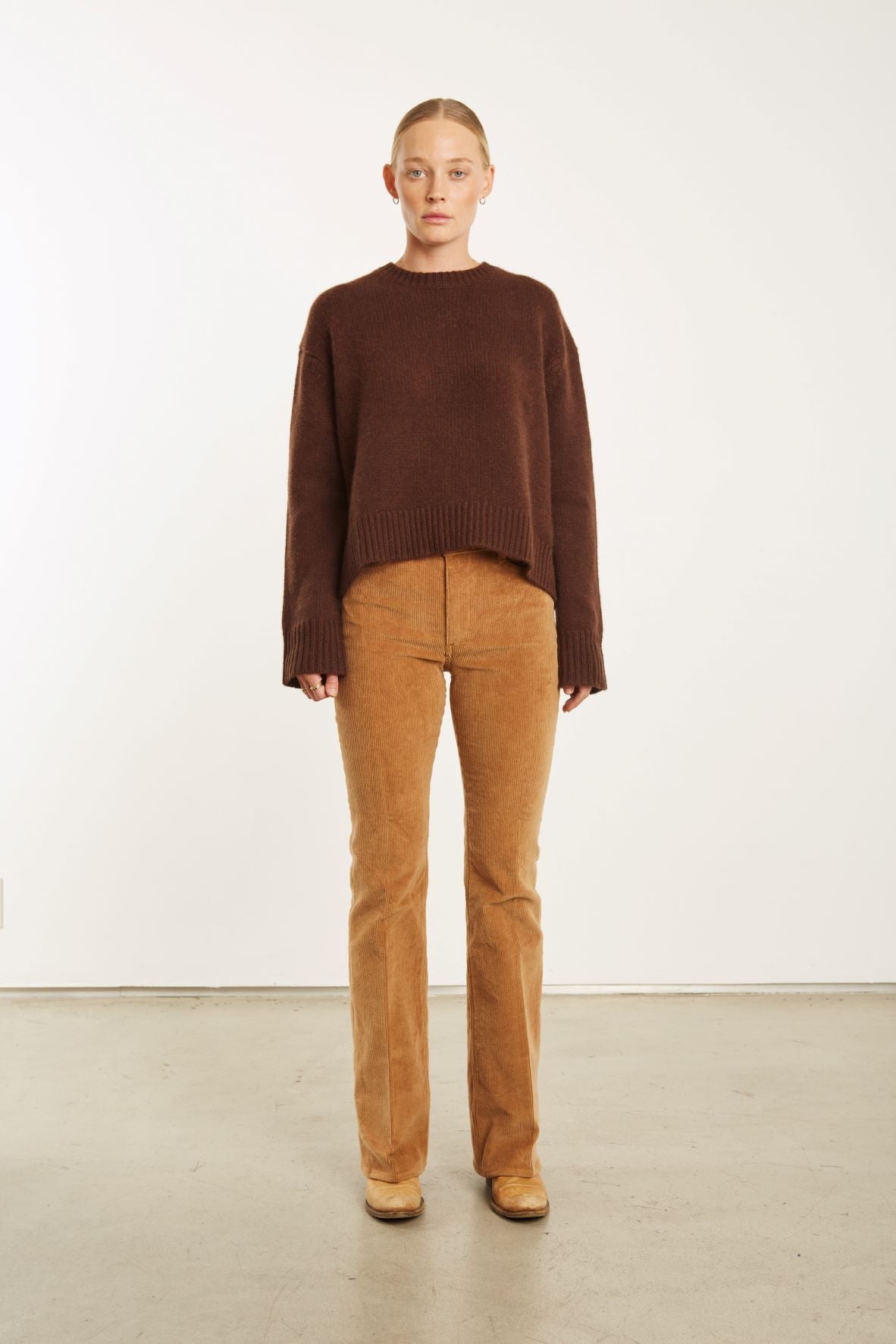 Camel Corduroy Micro Flare Pants