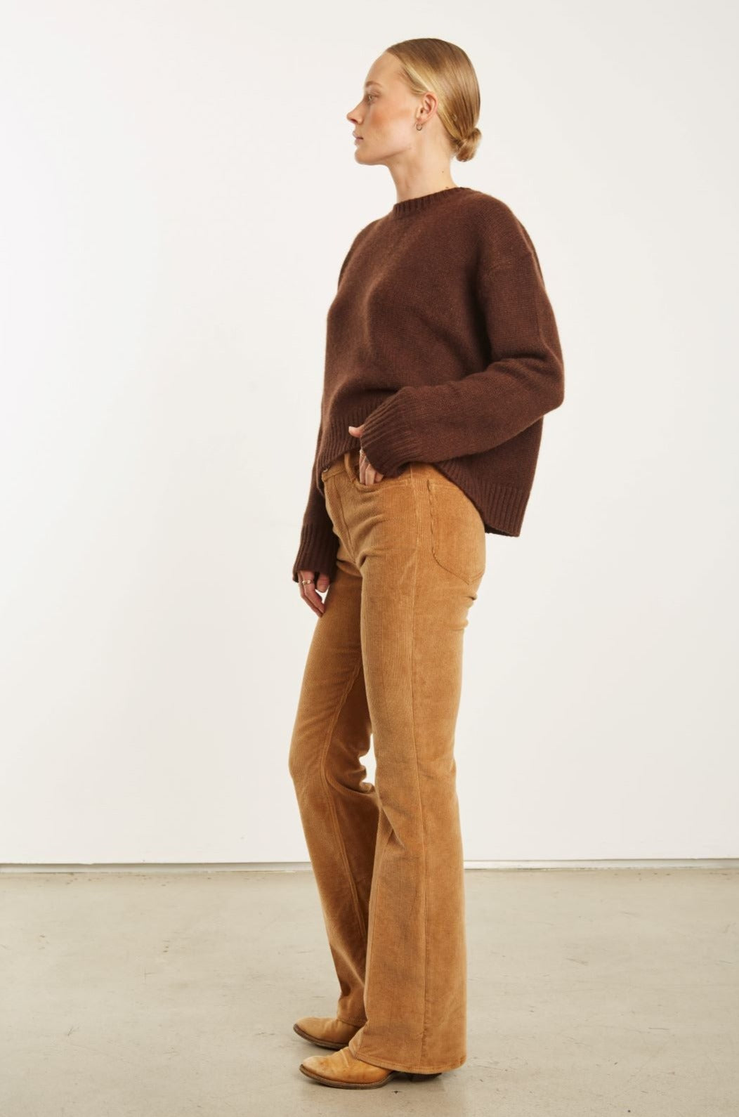 Camel Corduroy Micro Flare Pants