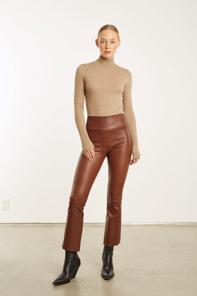 Whiskey Leather Ankle Flare Legging