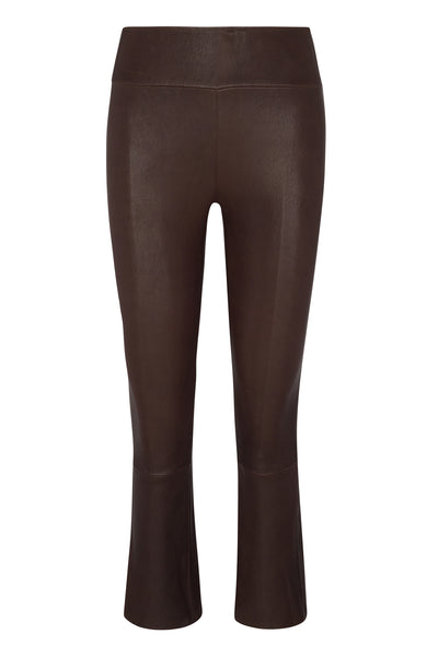 Dark Chocolate Leather Crop Flare Leggings