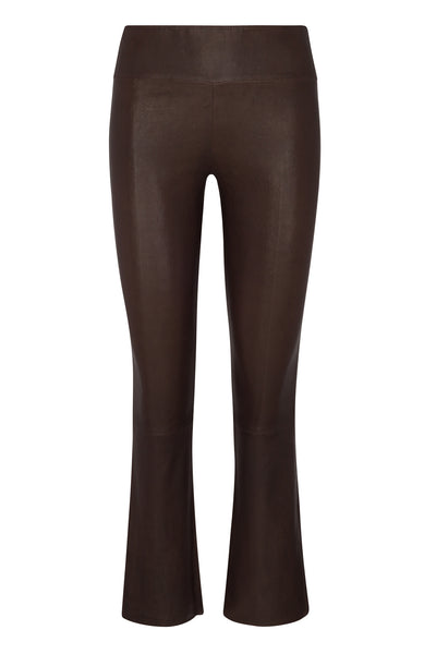 Dark Chocolate Leather Ankle Flare Leggings