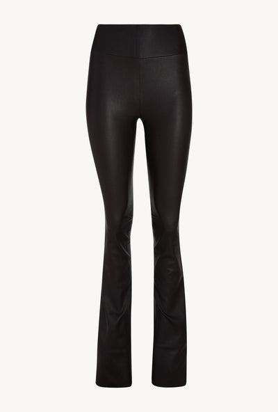 Black Leather Micro Flare Pants