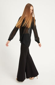 Black Casanova Ultra Flare Pintuck Pants