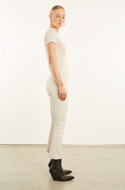 Chalk Leather Crop Flare Legging