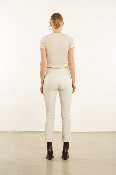 Chalk Leather Crop Flare Legging