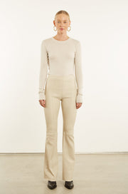 Off White Leather Super Flare w Princess Seams