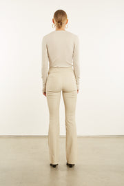 Off White Leather Super Flare w Princess Seams