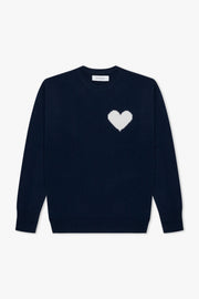Navy Cashmere Heart Logo Sweatshirt