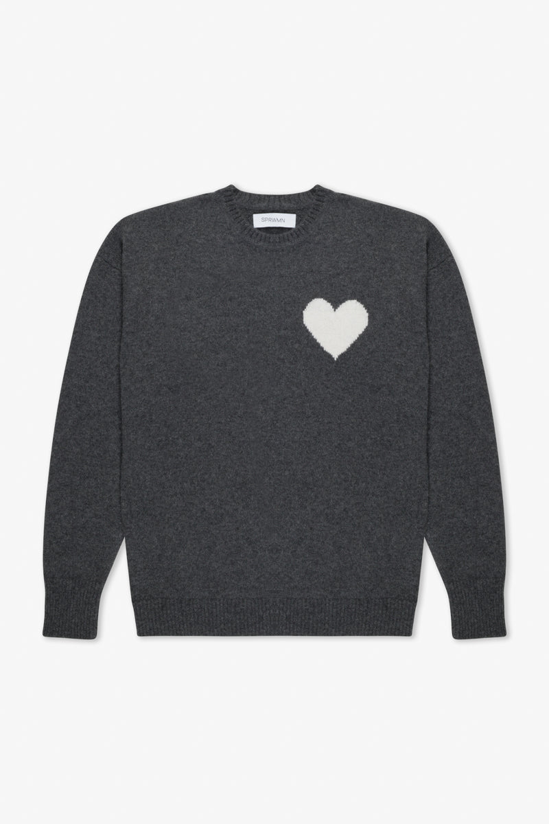 Grey Cashmere Heart Logo Sweatshirt